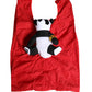 Men Red Polyester Panda Stuffed Ecobag Tote Borse Bag