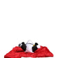 Men Red Polyester Panda Stuffed Ecobag Tote Borse Bag