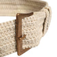 Beige Woven Vintage Metal Buckle Waist Belt