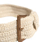 Beige Woven Vintage Metal Buckle Waist Belt