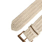 Beige Woven Vintage Metal Buckle Waist Belt