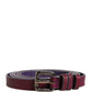 Maroon Leather Silver Metal Buckle Waist Women Belt