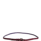 Maroon Leather Silver Metal Buckle Waist Women Belt