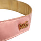 Pink Satin Leather Oval Metal Buckle Belt