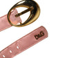 Pink Satin Leather Oval Metal Buckle Belt
