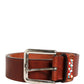 Bordeaux Wide Leather Waist Gold Silver Buckle Belt