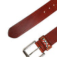 Bordeaux Wide Leather Waist Gold Silver Buckle Belt