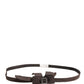 Dark Brown Wool Bow Embellished Buckle Belt