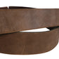 Brown Leather Wide Gold Metal Buckle Belt