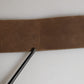 Brown Leather Wide Gold Metal Buckle Belt