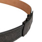 Black Leather Cotton Logo Metal Buckle Belt