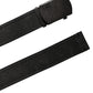 Black Leather Cotton Logo Metal Buckle Belt