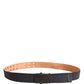 Black Wool Cotton Logo Metal Buckle Belt