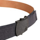 Black Wool Cotton Logo Metal Buckle Belt