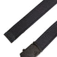 Black Wool Cotton Logo Metal Buckle Belt