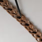 Brown Leather Braided Metal Buckle Belt