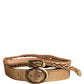 Brown Leather Braided Metal Buckle Belt