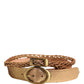 Gold Leather Braided Metal Buckle Belt