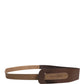 Brown Genuine Leather Logo Wide Waist Women Belt