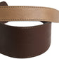 Brown Genuine Leather Logo Wide Waist Women Belt