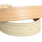 Beige Leather Logo Wide Waist Women Square Buckle Belt