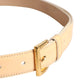 Beige Leather Logo Waist Women Gold Metal Buckle Belt