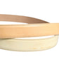 Beige Leather Logo Waist Women Gold Metal Buckle Belt