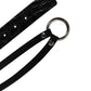 Black Exotic Leather Silver Metal Buckle Belt