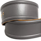 Gray Genuine Leather Square Silver Metal Buckle Belt