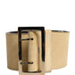 Beige Suede Leather Silver Metal Buckle Belt