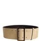 Beige Suede Leather Silver Metal Buckle Belt