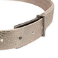 Metallic Beige Leather Silver Metal Buckle Belt