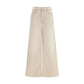 Beige Cotton Flared Jeans
