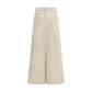 Beige Cotton Flared Jeans