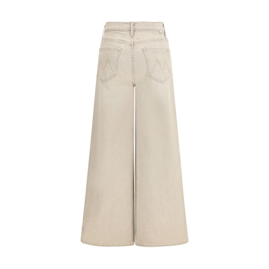 Beige Cotton Flared Jeans