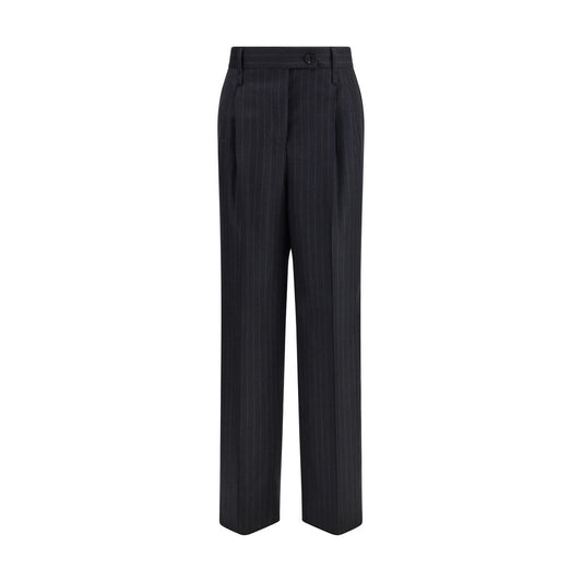 Gray Fleece Wool Casual Pants