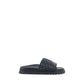 Gray Fabric Flat Sandals