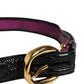 Black Leather Gold Round Buckle Waist Belt