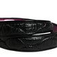 Black Leather Gold Round Buckle Waist Belt