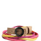 Multicolor Twisted Leather Circle Buckle Belt