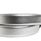 Silver Leather Logo Metal Buckle Waist Belt