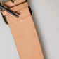 Beige Genuine Leather Wide Waist Metal Buckle Belt