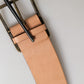 Beige Genuine Leather Wide Waist Metal Buckle Belt