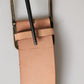 Beige Genuine Leather Wide Waist Metal Buckle Belt