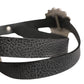 Black Turquoise Leather Embellished Oval Buckle Belt