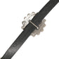 Black Turquoise Leather Embellished Oval Buckle Belt