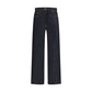 Blue Cotton Straight-Leg Jeans