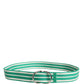 White Green Stripes Canvas Silver Metal Buckle Belt