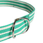White Green Stripes Canvas Silver Metal Buckle Belt