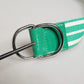 White Green Stripes Canvas Silver Metal Buckle Belt